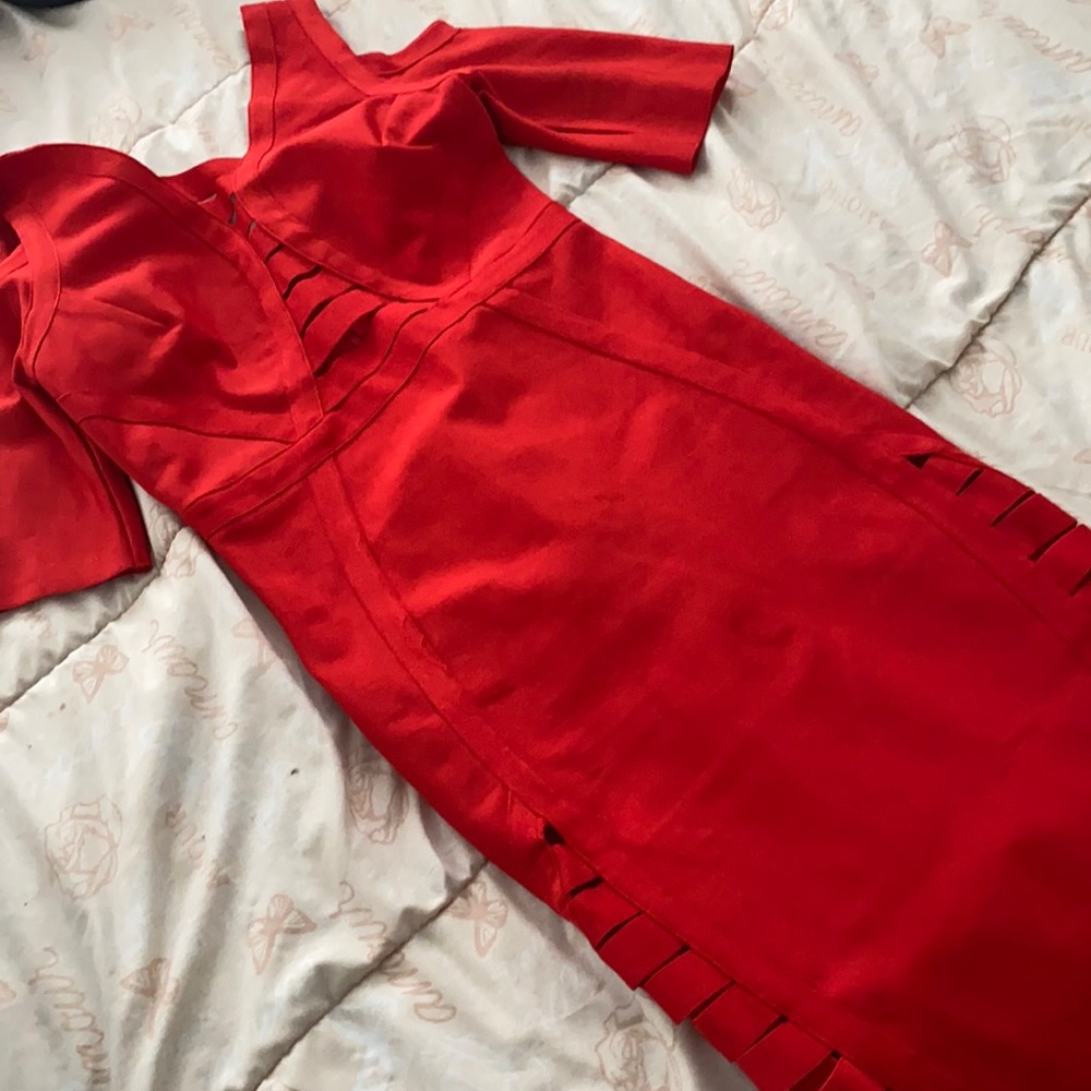 Sexy Red Cut Up Bandage Dress